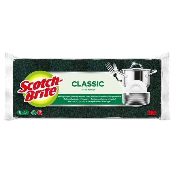 3M Класически гъби за силно почистване на съдове - 3M Scotch Brite Classic Scrub Sponge, 8 бр