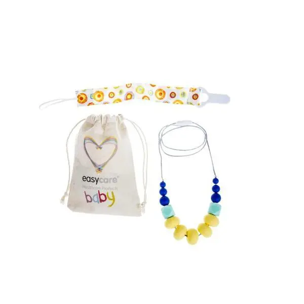 Easy Care Baby Колие за никнене на зъби Sunshine - Easycare Baby, силикон за хранителен клас, без BPA, 1 бр