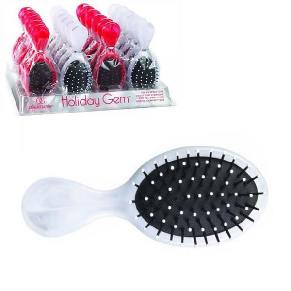 Olivia Garden Компактна четка Бяла - Olivia Garden Holiday Gem Compact Brush White