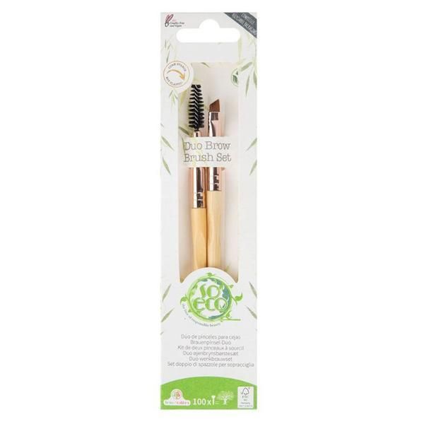 So Eco Комплект от 2 екологични четки за подреждане и дефиниране на вежди - So Eco Duo Brow Brush
