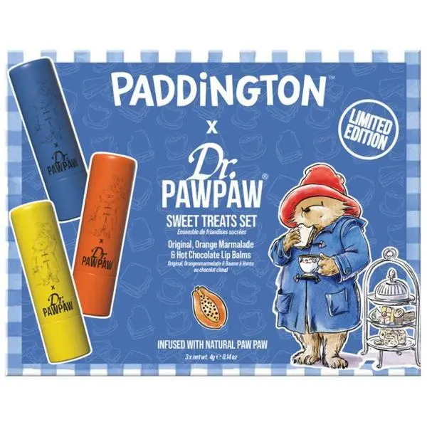 Dr Paw Paw Комплект от 3 балсама за устни, с ключодържател - Dr PawPaw Paddington Sweet Treats Original + Портокалов мармалад + Горещ шоколад, 1 комплект