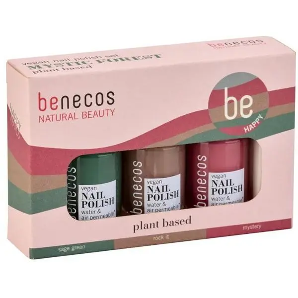 Benecos Комплект от 3 естествени лака за нокти 20-FREE, веган &ndash; Benecos Mystic Forest, 1 опаковка