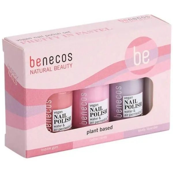Benecos Комплект от 3 натурални веган лака за нокти 20-FREE &ndash; Benecos Pretty in Pastel, 1 опаковка