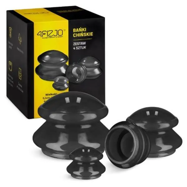 Yamuna Комплект от 4 силиконови масажни чашки (черни) 4FIZJO - Yamuna, 1 комплект