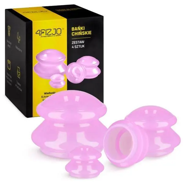 Yamuna Комплект от 4 силиконови масажни чашки (розови) 4FIZJO - Yamuna, 1 комплект