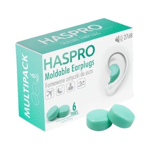 Haspro Комплект от тапи за уши 6P Mold- Haspro Moldable Earplugs, Mint, 12 б