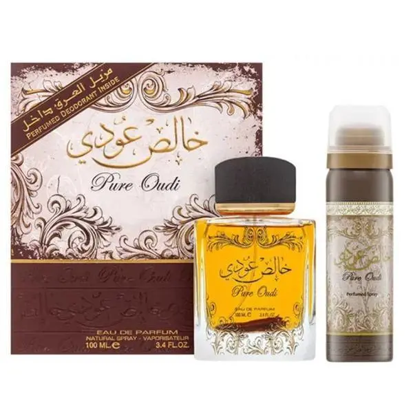 Lattafa Комплект Парфюмна вода, 100 мл + Дезодорант спрей 50 мл, Унисекс - Lattafa Perfumes, Pure Oudi, 1 комплект