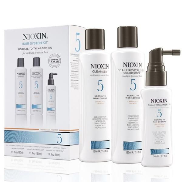 Nioxin Комплект продукти против леко падане за изрусена или химически третирана коса с изтънял вид - Nioxin System 5, 150 мл+150 мл+50 мл