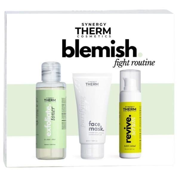 Synergy Therm Комплект против акне - Synergy Thern Blemish Fight Routine: Ексфолиращ тоник, 100 мл + Маска за лице, 50 мл + Revive Serum, 30 мл
