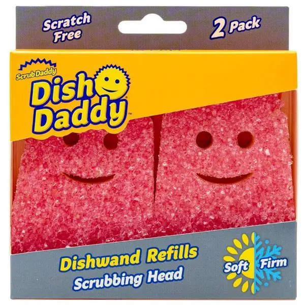 Scrub Daddy Комплект резервни части за гъба за миене на съдове Dish Daddy с дръжка - Scrub Daddy Dish Daddy, розова, 2 бр