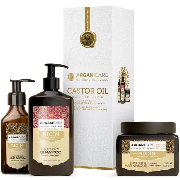Arganicare Комплект с рициново масло Trio, за ускоряване на растежа на косата - Arganicare Castor Oil Hair Growth Accelerator Program Set 1 опаковка