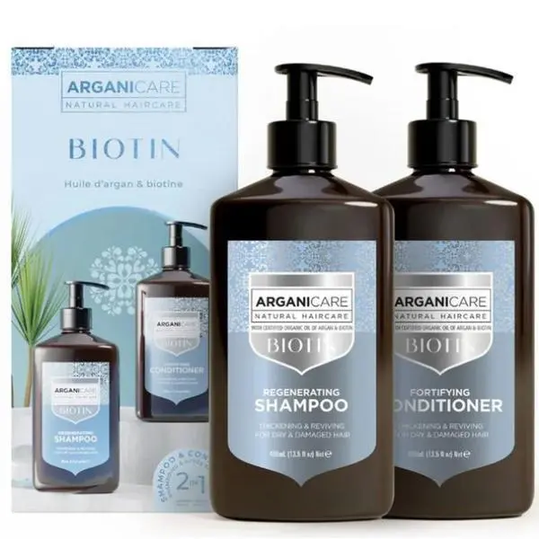 Arganicare Комплект шампоан + балсам  за суха или увредена коса Arganicare Biotin, 1 опаковка