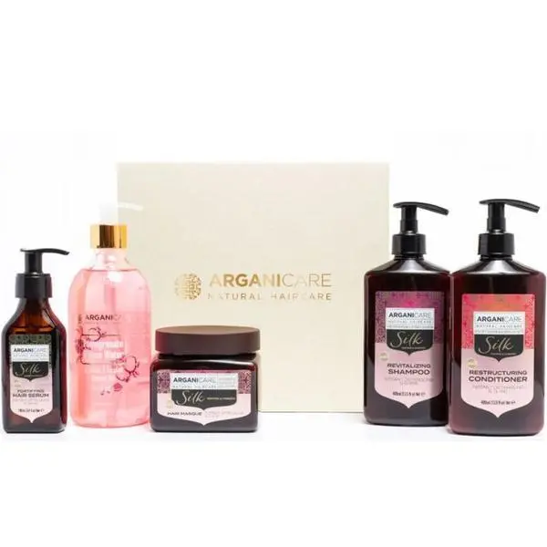 Arganicare Комплект за блясък на косата и тялото с копринен протеин - Arganicare Silk, 1 опаковка