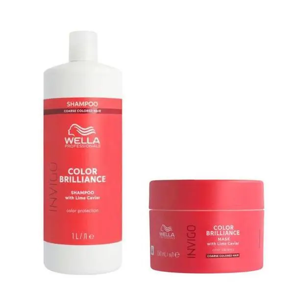 Wella Professionals Комплект за боядисана коса с груби кичури - Wella Professionals Invigo Color Brilliance Coarse: Шампоан 1000 мл, Маска 150 мл