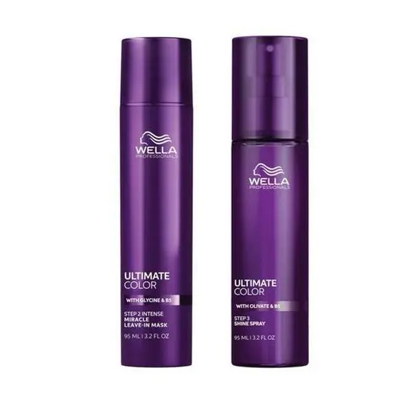 Wella Professionals Комплект за боядисана коса - Wella Professionals Ultimate Color Miracle: Маска без отмиване с глицин и B5 95 мл, Спрей за блясък с Olivate и B5 95 мл