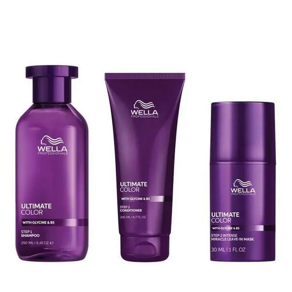 Wella Professionals Комплект за боядисана коса - Wella Professionals Ultimate Color: Шампоан с глицин и B5 250 мл, Балсам с глицин и B5 200 мл, Маска без отмиване с глицин и B5 30 мл