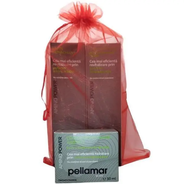 Pellamar Комплект за грижа за кожата Aminopower - Pellamar, хидратиращ крем против бръчки 50 мл + тоник 100 мл + почистващо мляко 100 мл