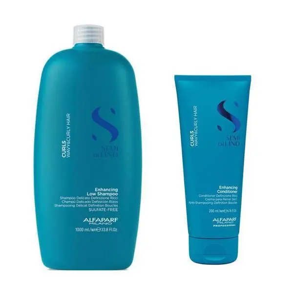 Alfaparf Milano Комплект за къдрава или вълниста коса - Alfaparf Milano Semi di Lino Curls Enhancing: Шампоан 1000 мл, Балсам 200 мл