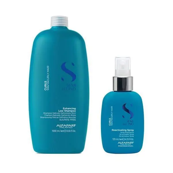 Alfaparf Milano Комплект за къдрава или вълниста коса - Alfaparf Milano Semi di Lino Curls: Шампоан 1000 мл, Спрей 125 мл