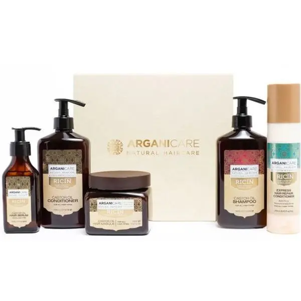 Arganicare Комплект за растеж на косата с рициново масло - Arganicare Castor Oil Hair Growth Routine Set, 1 опаковка