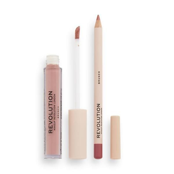 Makeup Revolution Комплект за устни: молив + течно червило - Makeup Revolution Lip Contour Kit, нюанс Brunch, 1 бр