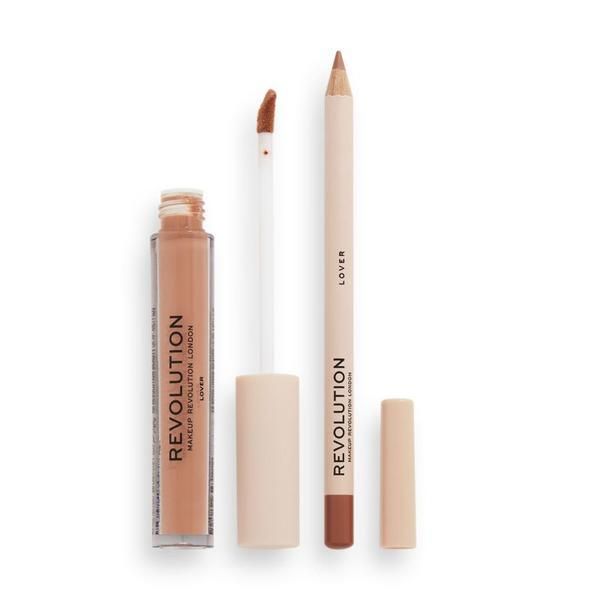 Makeup Revolution Комплект за устни: молив + течно червило - Makeup Revolution Lip Contour Kit, нюанс Lover, 1 б