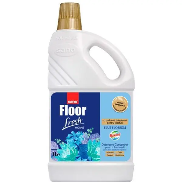 Sano Концентриран и ароматизиран препарат за подове - Sano Floor Fresh Home Blue Blossom, 1000 мл