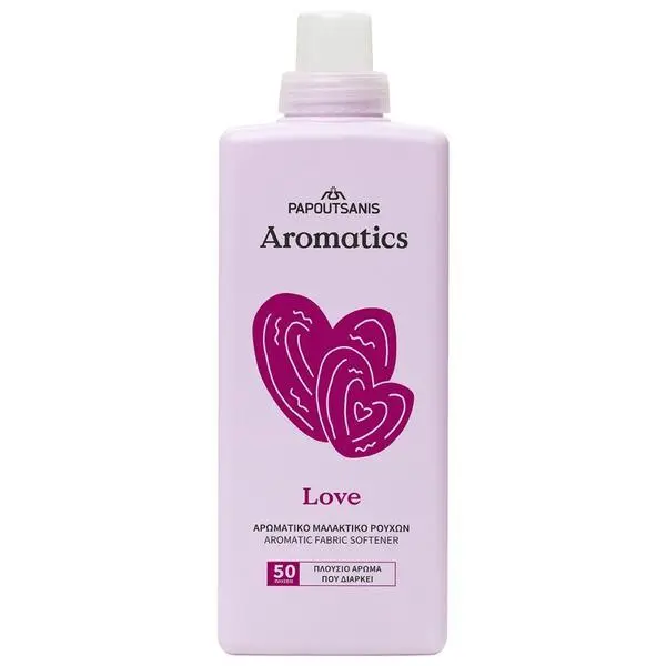 Papoutsanis Концентриран омекотител за тъкани - Papoutsanis Aromatics Love , 50 пранета, 1000 мл