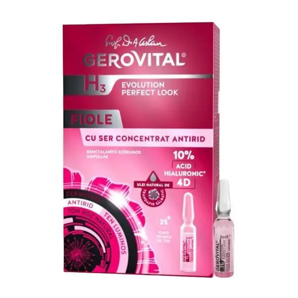 Gerovital Концентриран серум против бръчки и хиалуронова киселина - Gerovital H3 Evolution Perfect Look, 10 x 2 мл