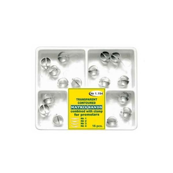 Prima Контурни матрици Mylar с фиксираща дръжка за предкътници Prima, прозрачни, комплект 4 типа, 16 броя