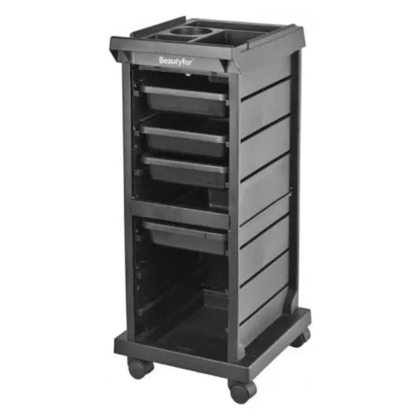 Beautyfor Козметична количка T-100X - Beautyfor Hairdressing Salon Trolley, Черна, 1 бр