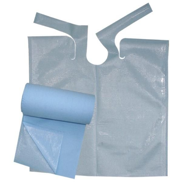 Prima Козметични лигавници на ролка Сини - Prima Nursing Bib with Ties Roll 61 x 53 см