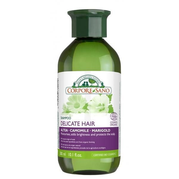 Corpore Sano Крехък шампоан за коса и чувствителен скалп с малва, лайка и Corpore Sano, 300 мл