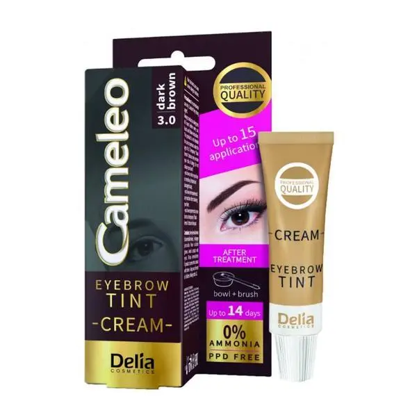 Delia Cosmetics Крем боя за вежди, нюанс 3.0 Тъмно кафяво, Cameleo, 15 мл