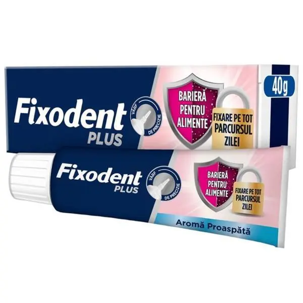 Fixodent Крем за лепене на протези - Fixodent Plus Food Fresh, 40 гр