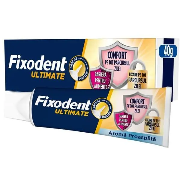 Fixodent Крем за лепене на протези - Fixodent Ultimate Fresh, 40 гр