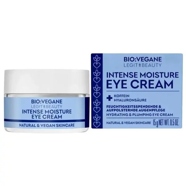 Bio:Vegane Крем за очи с хиалуронова киселина и кофеин - Bio:Vegane Legit Beauty Intense Moisture Eye Cream, 15 гр
