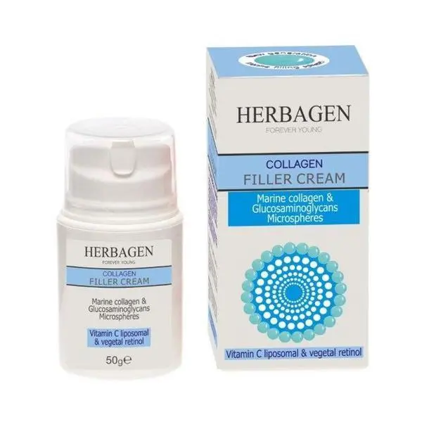Herbagen Крем за пълнене с колаген - Herbagen Filler Cream Marine Collagen &amp; Glucosaminoglycans Microspheres, 50 гр