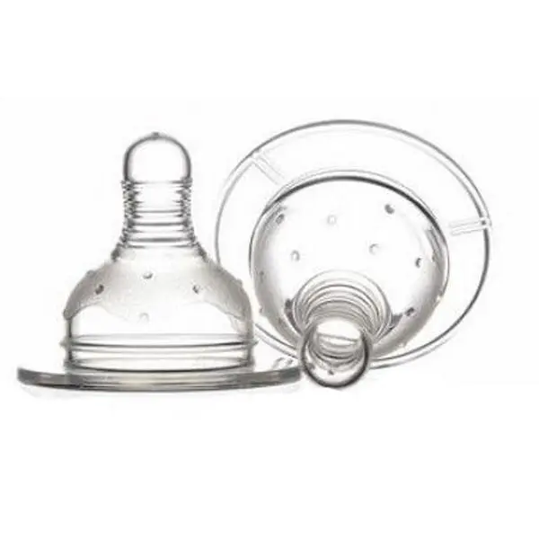 Minut Кръгли силиконови биберони, нисък поток, широко гърло - Minut, + 0 месеца, 2 бр./комплект