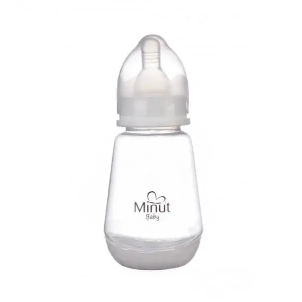 Minut Кръгъл силиконов биберон и капачка - Minut, + 0 месеца, 150 мл