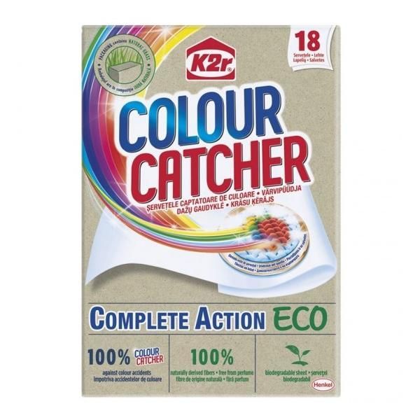 K2r Кърпички за пране Color Catcher Complete Action Eco K2r, 18 салфетки
