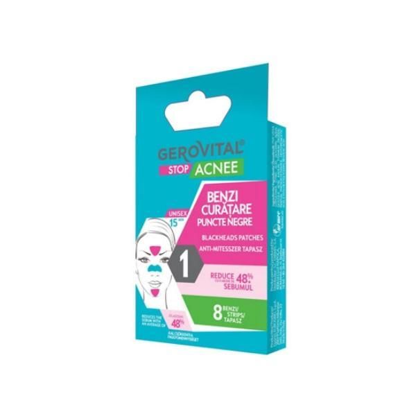 Gerovital Ленти за почистване на черните точки - Gerovital Stop Acnee Blackheads Patches, 8 броя