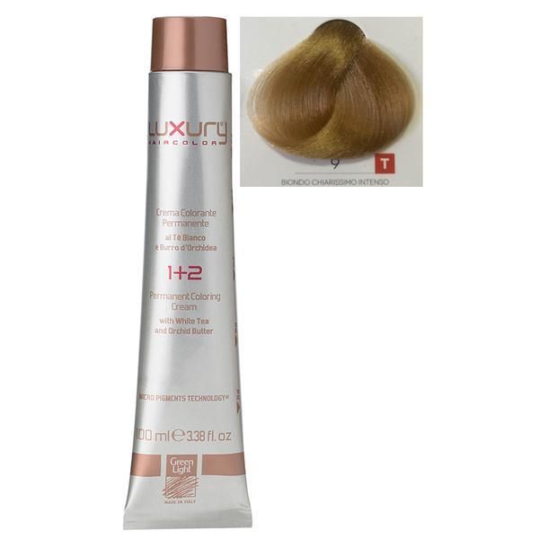 Green Light Луксозна перманентна крем боя, нюанс Biondo Chiarissimo Intenso 9, Green Light 100 мл