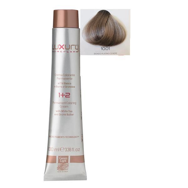 Green Light Луксозна перманентна крем боя, нюанс Biondo Platino Cenere 10.01, Green Light 100 мл