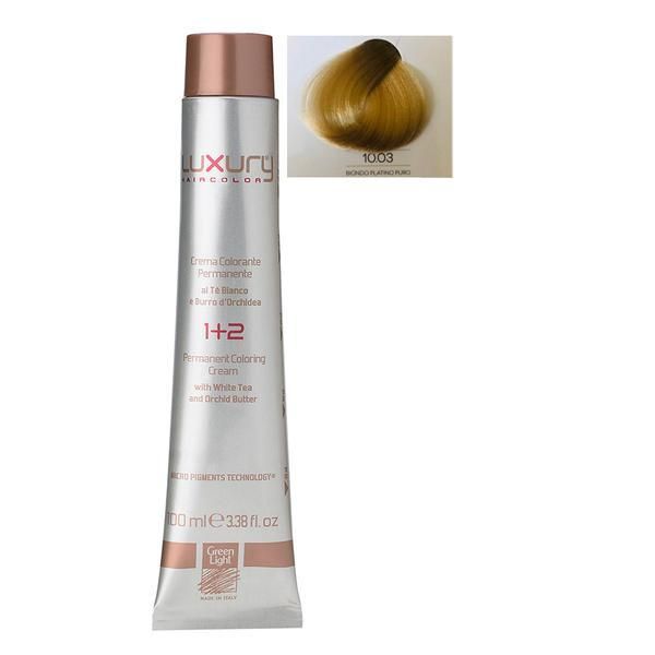 Green Light Луксозна перманентна крем боя, нюанс Biondo Platino Puro 10.03, Green Light 100 мл