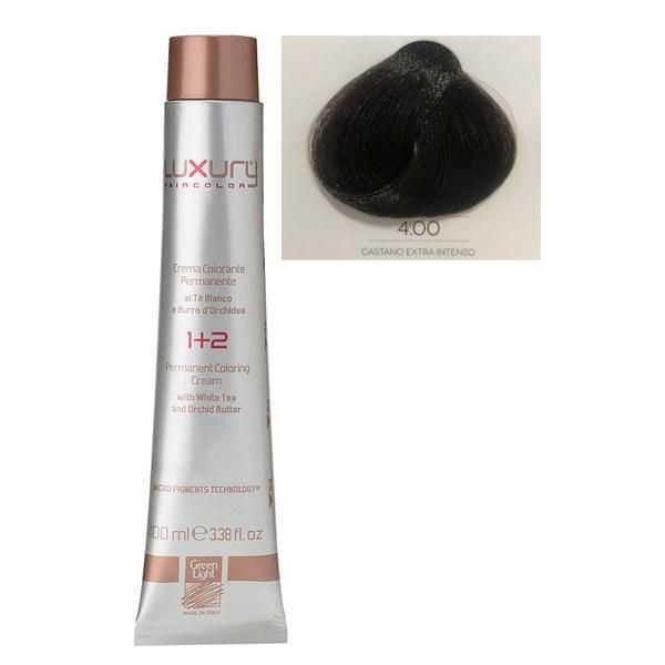 Green Light Луксозна перманентна крем боя, нюанс Castano Extra Intenso 4.00, Green Light 100 мл