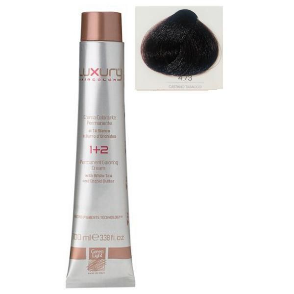 Green Light Луксозна перманентна крем боя, нюанс Castano Tabacco 4.73, Green Light 100 мл