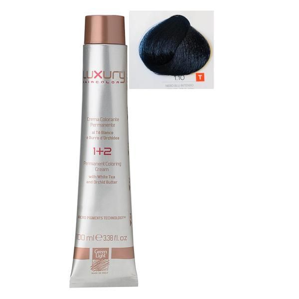Green Light Луксозна перманентна крем боя, нюанс Nero Blu Intenso 1.10, Green Light 100 мл