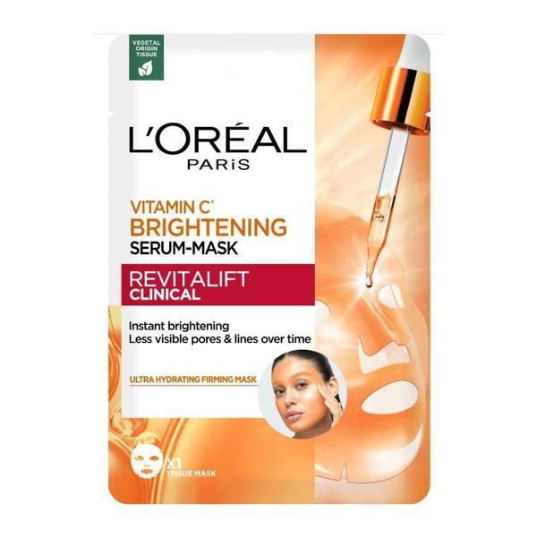 L'Oreal Paris Маска тип салфетка с озаряващ серум с витамин С - L&#039;Oreal Paris Revitalift Clinical Vitamin C Brightening Serum-Mask, 26 гр