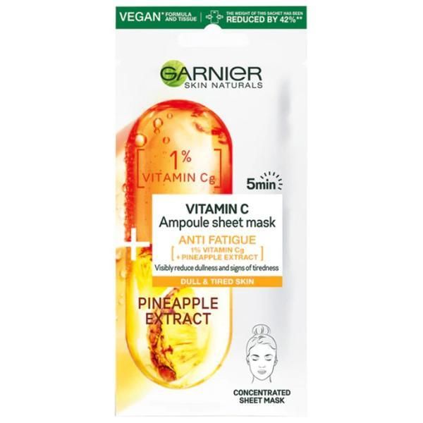 Garnier Маска тип сълфетка Garnier Skin Naturals Vitamin C Sheet Mask Ampoule Sheet Mask Anti Fatigue, 15 гр
